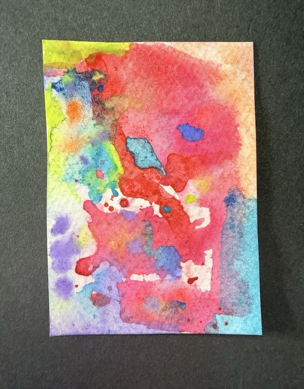 ACEO Original Abstract Watercolor Signed By Veronica Lee/ beks_and_lo/CANDY