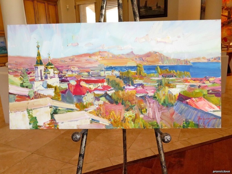 BLACK SEASCAPE ORIGINAL OIL CANVAS PAINTING RUSSIAN SIGNED ARTIST UKRAINE CRIMEA
