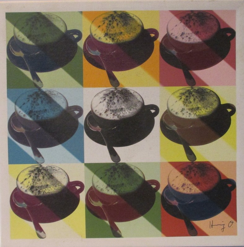Cappuchino kitchen picture 30×30 mixed media collage digital print unique Henning O