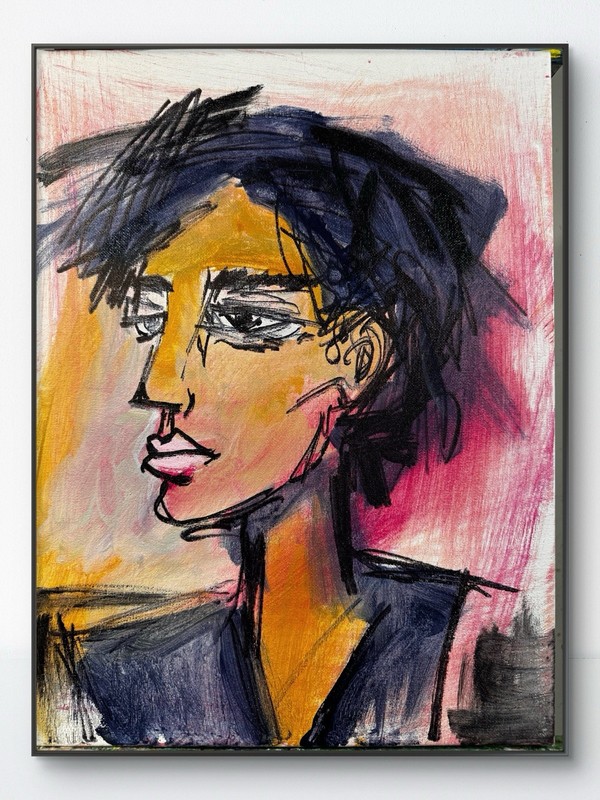 Original Abstract Expressionism 12×16 Portrait Handmade Signed Fine Art 426