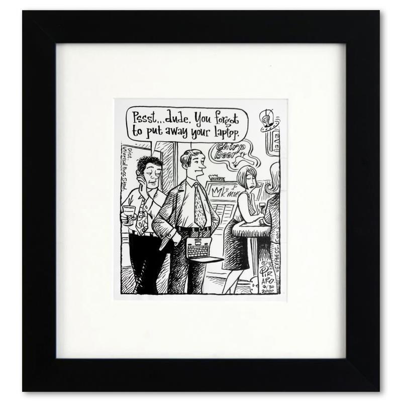 Bizarro «Exposed Laptop» Original Cartoon Art By Dan Piraro Hand Signed with LOA