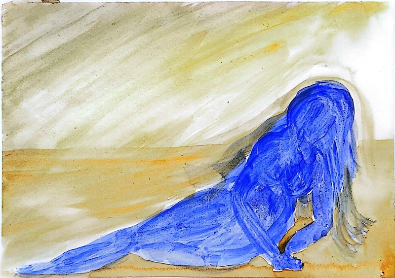 Female Silhouette Colorful Art Abstract Watercolor 9×12 On Paper Signed
