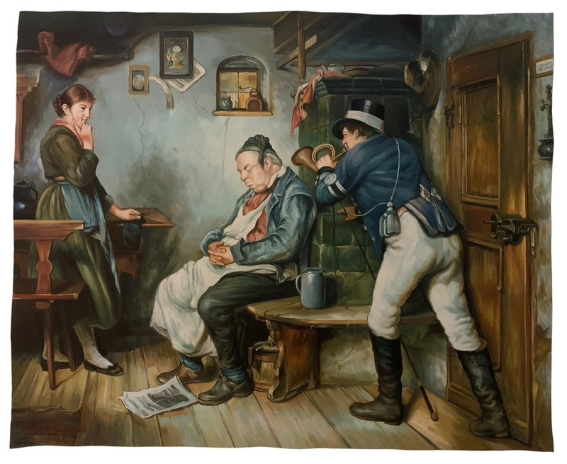 Tavern Painting After Hugo Wilhelm Kauffmann Postillion & Inn Keeper