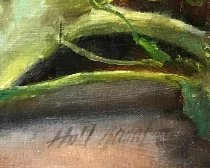 Broccoli, Garlic & Tomatoes 12x12 in. Oil on stretched canvas HALL GROAT II gallery