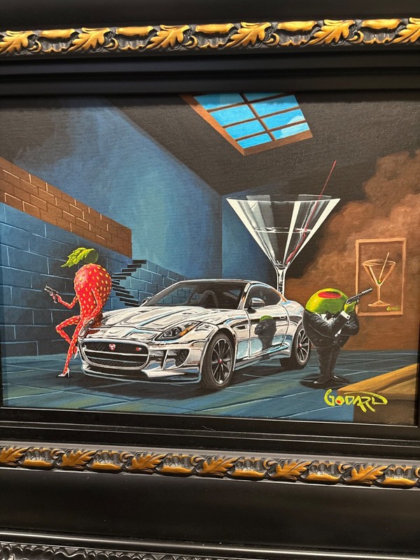 🎨 Michael Godard Secret Bunker – 1 of 1 Original Mixed Media on Canvas – Framed