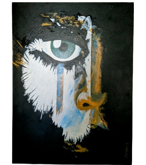 Man in the Wilderness Painting on Canvas by DelMarq Contemporary Abstract