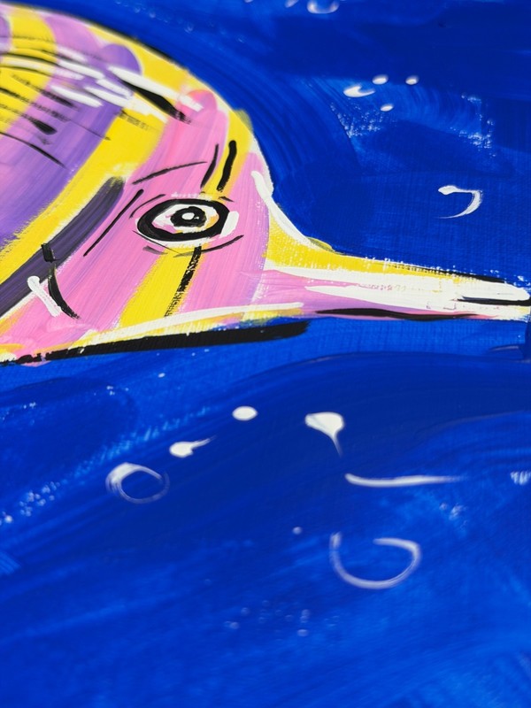 Original Butterflyfish Ocean Pop Art Acrylic Painting - 11x14" Mixed Media Paper gallery