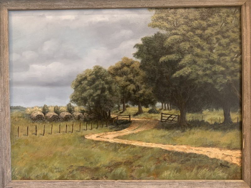 Walhalla Cattle Guard, Original Oil Painting, Texas Landscape Art, USA, Rhome