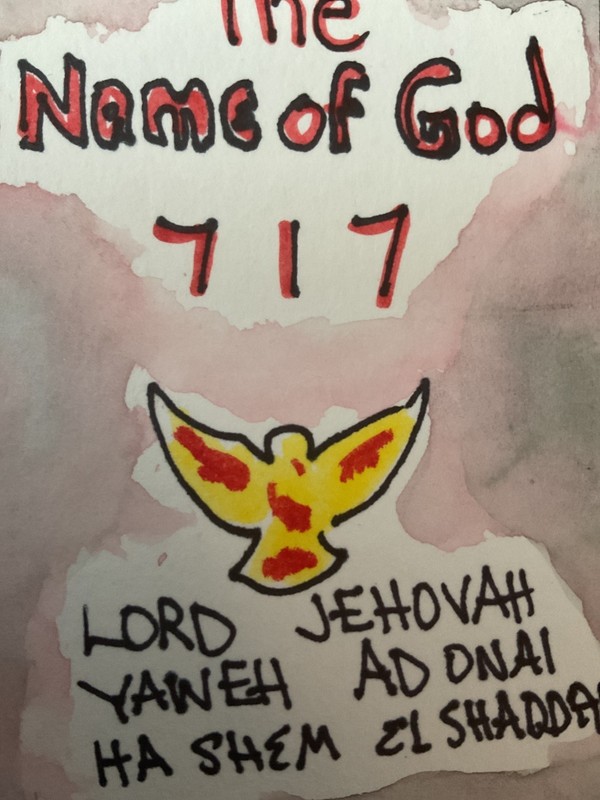 ACEO watercolor art by PJ, art card 2.5 x 3.5: Name of God.