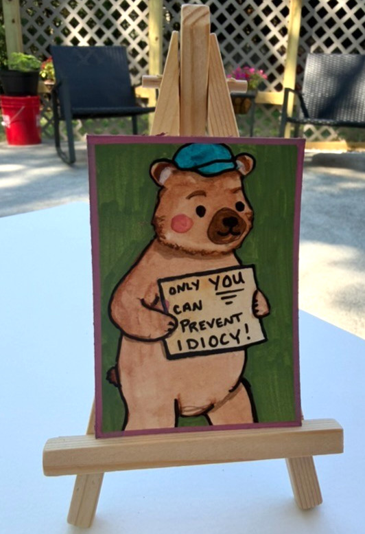 Original ACEO PaletteandPage Mixed Media Donkey Puns Protest Political Series gallery