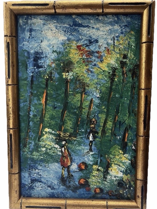 Haitian Impasto Painting in a Gold Gilt Frame 16×10.5”