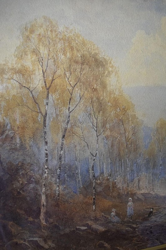 PASTORAL SCENE DERBYSHIRE PEAK DISTRICT ANTIQUE WATERCOLOUR FRANK GRESLEY c1890 gallery