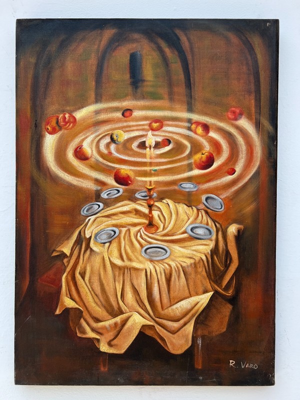 REMEDIOS VARO PAINTING OIL CANVAS SPANISH-MEXICAN PAINTER SURREALIST ART OLD