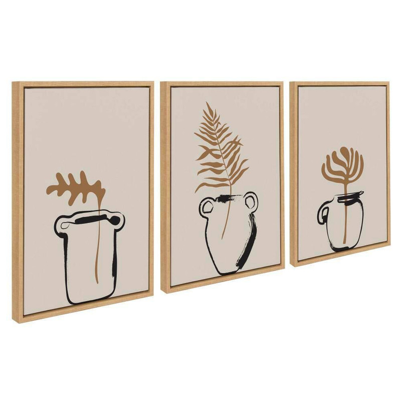 Sylvie "Botanical Vase" by the Creative Bunch Studio 3-Piece Natural Framed Art gallery