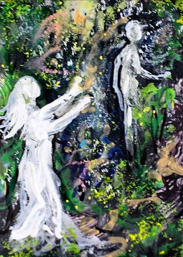 ACEO Original Painting Divine Energy Soul Union Self TWIN FLAME Love Stars ART