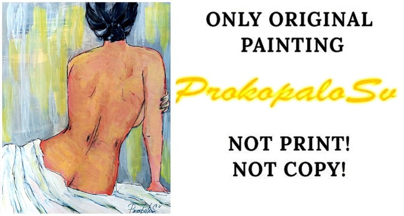 Original Art Female Painting Beautiful Woman Nude 10x8 in Collectible Art gallery