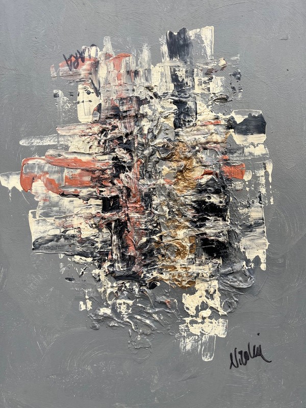 Abstract Composition Danish Mid-Century Vintage Modern Art Oil Painting 84x64cm gallery