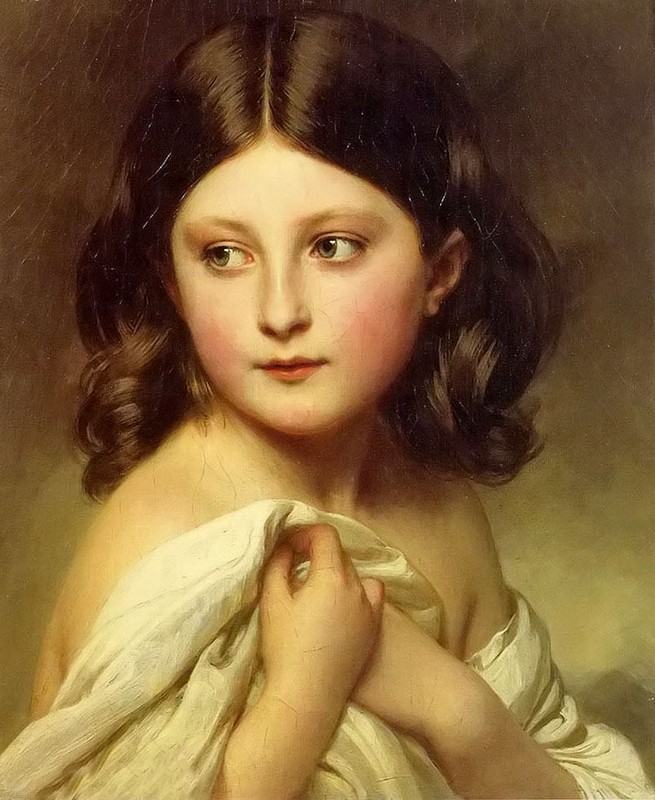 Oil franz xavier winterhalter – a young girl called princess charlotte on canvas