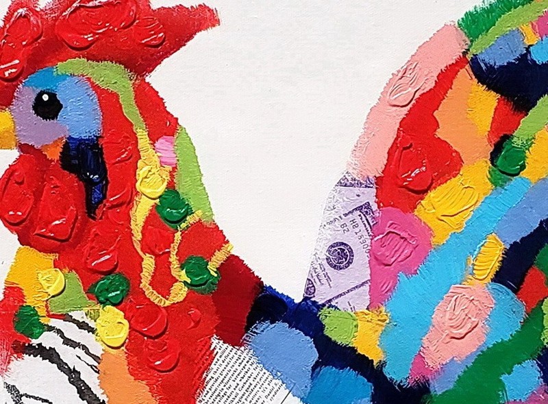 Rooster, 24x36 - Hand painted on Giclee Canvas gallery