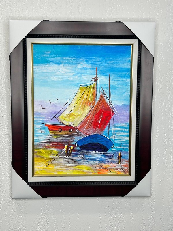 hand paint art canvas by Felix Jean Louis ships of Freemdom gallery
