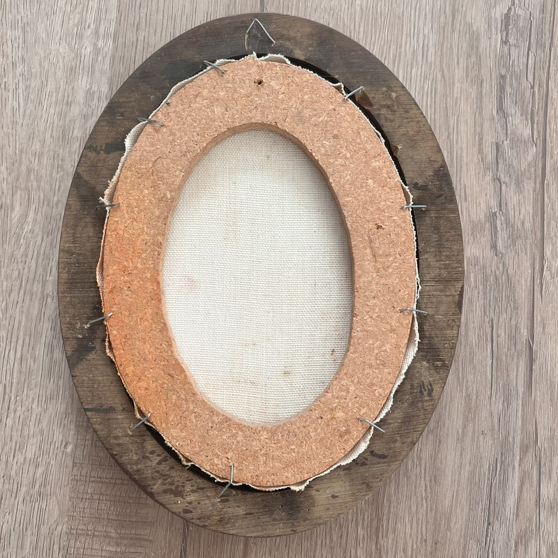 Antique Oval Original Oil Painting Yellow Poppy Wood Carving Frame Artist Signed gallery