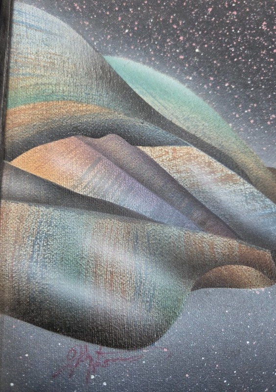 Futurist Style Vintage Framed Original Painting on Wood Board Signed Kingston gallery