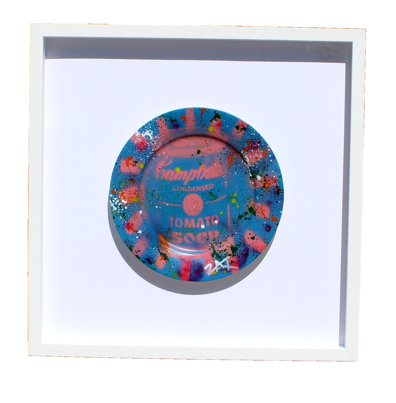 E.M. ZAX Campbells Soup Plate Acrylic & Spray Paint on 10-1/2″ Diameter Plate