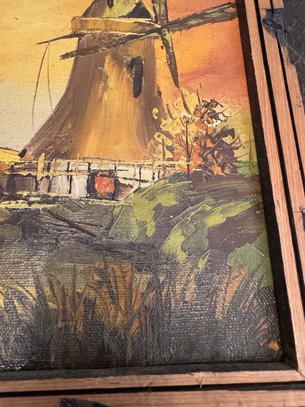9x 8 Oil Painting of Windmill In 12.5x10.5 Frame signed By D. Haist. gallery