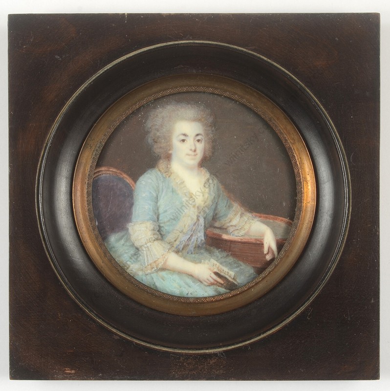 Joseph Deranton (1756-1814) «Lady with book», miniature, 1780s
