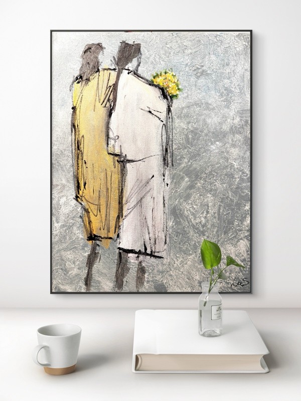 Original Abstract Expressionism 11x14 Women Flowers Handmade Signed Fine Art 140 gallery