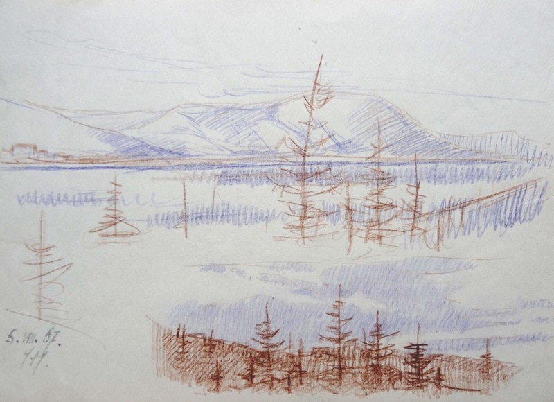 Herberts Mangolds-Winter 1967, double-sided, paper/watercolor, 20×27.3 cm