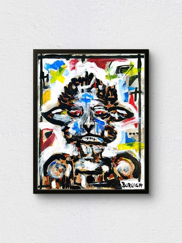 Burnich Original Creature 11×14 Canvas Modern Face Expressionism Acrylic Art