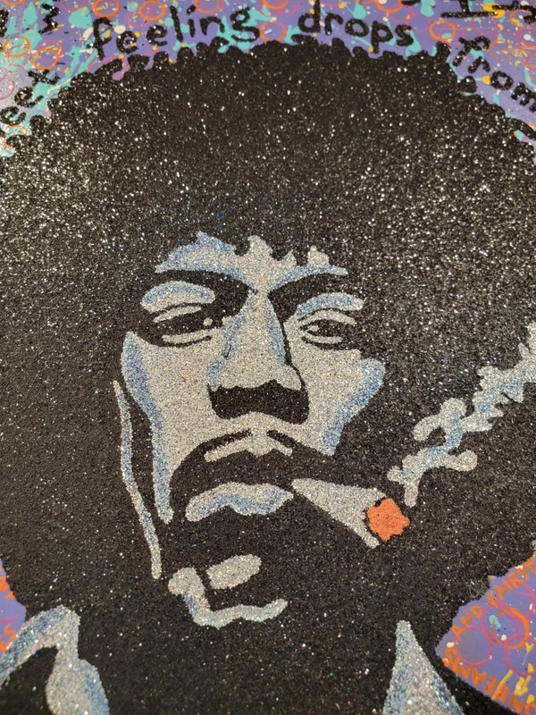 Jimi Hendrix Original 30x40 Acrylic Painting by Austin Artist Sue Zola 2012 gallery