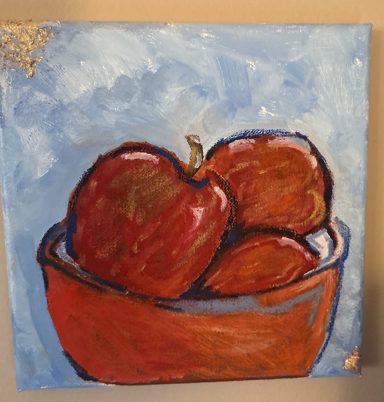 Red Apples Still Life Acrylic Painting on Canvas Handmade Contemporary Art