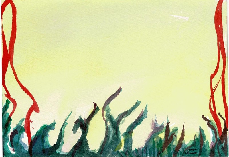 Art Free Shipping-Original Painting fire nature rebirth «flames»JW5x7″watercolor