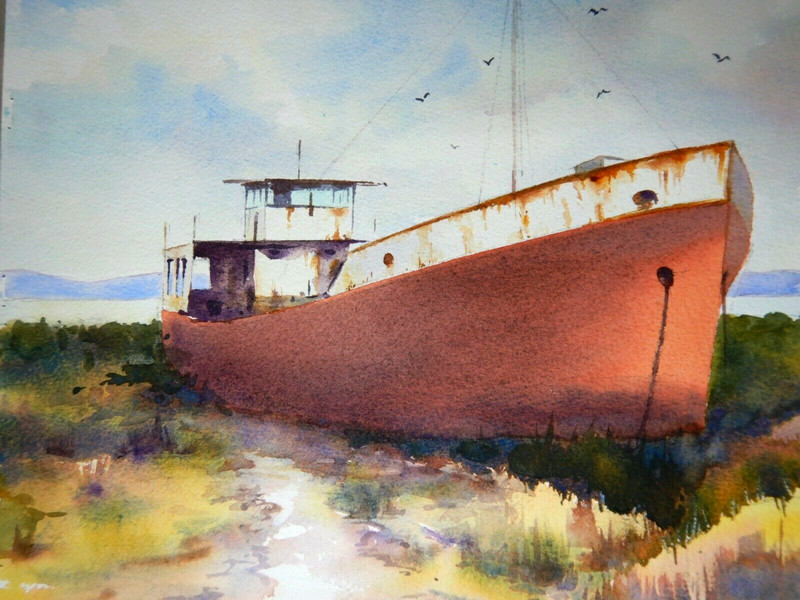 AUSTRALIAN WATERCOLOUR HIGH AND DRY BY BARRY CUMMING P51 gallery