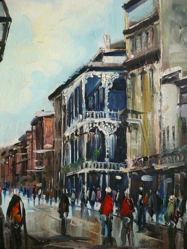 WALTER KLAPSCHINSKI GERMANY QUEBEC ARTIST MOD OIL Street Scene MODERN CITYSCAPE gallery