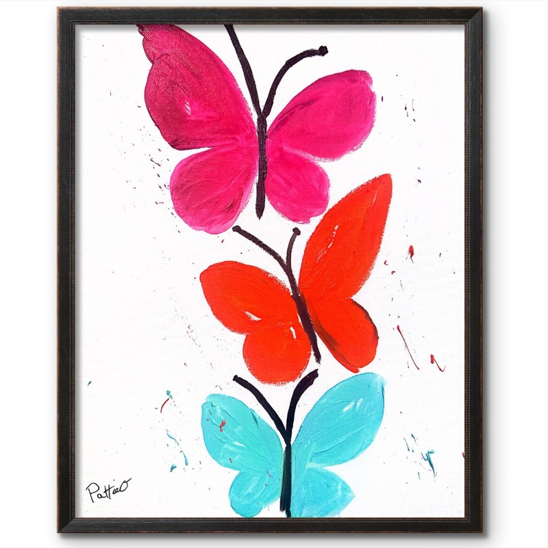 Butterfly Dance 14x11 Modern Folk Art Painting Canvas Signed Home Wall Decor