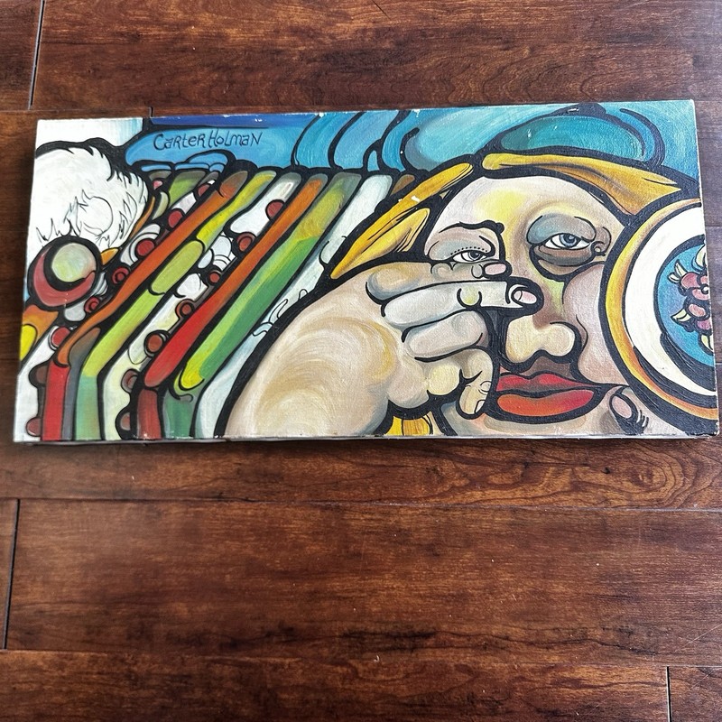Vintage Original Linda Carter Holman Acrylic Painting Mark Up 1977 24″ x12.5″