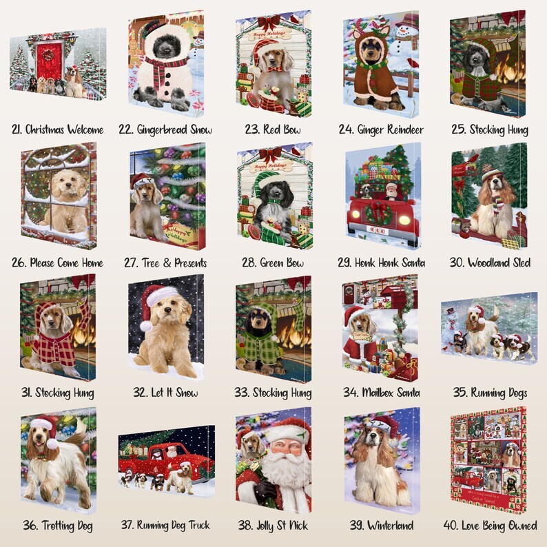 Cocker Spaniel Dog Canvas .75" Personalized Digital Painting Christmas NWT gallery