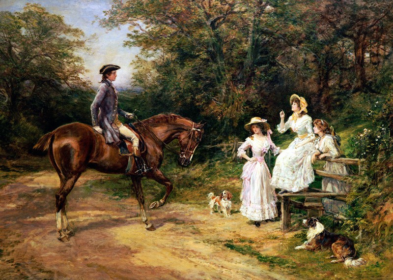A meeting hunting oil painting Giclee Art Printed on canvas L2637