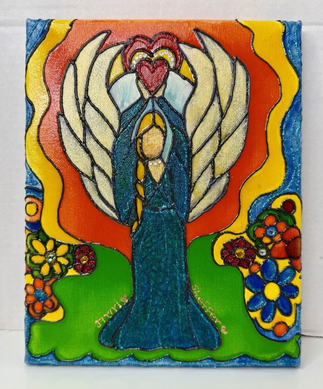 Oil Painting Impasto Angel Art Textured Celestial Wall Decor Susan Sheffer