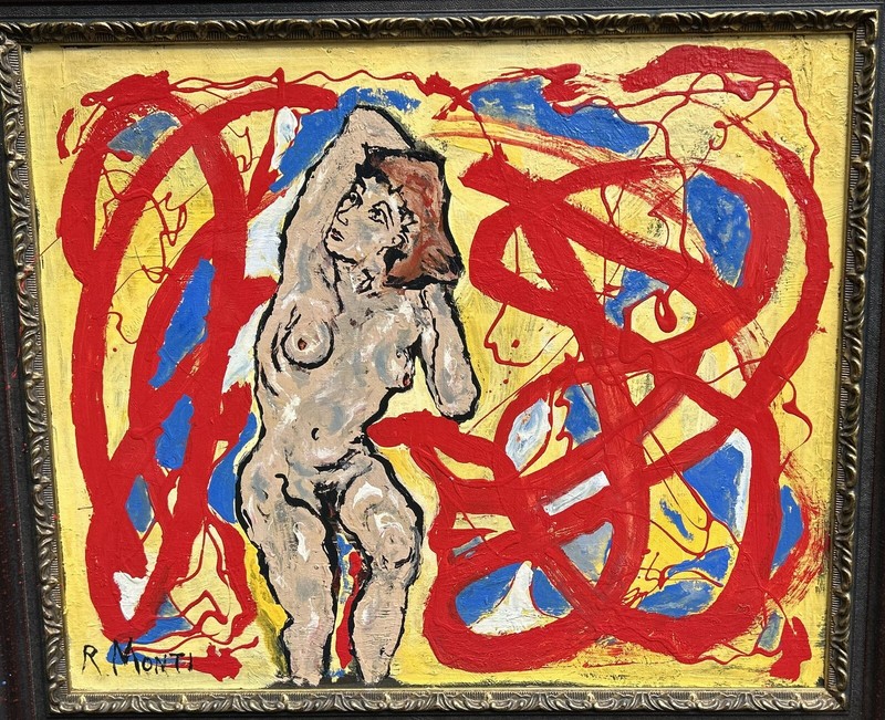 Rocco Monticolo, R Monti, [1931-2022] WOMAN IN ABSTRACT, Oil on canvas painting