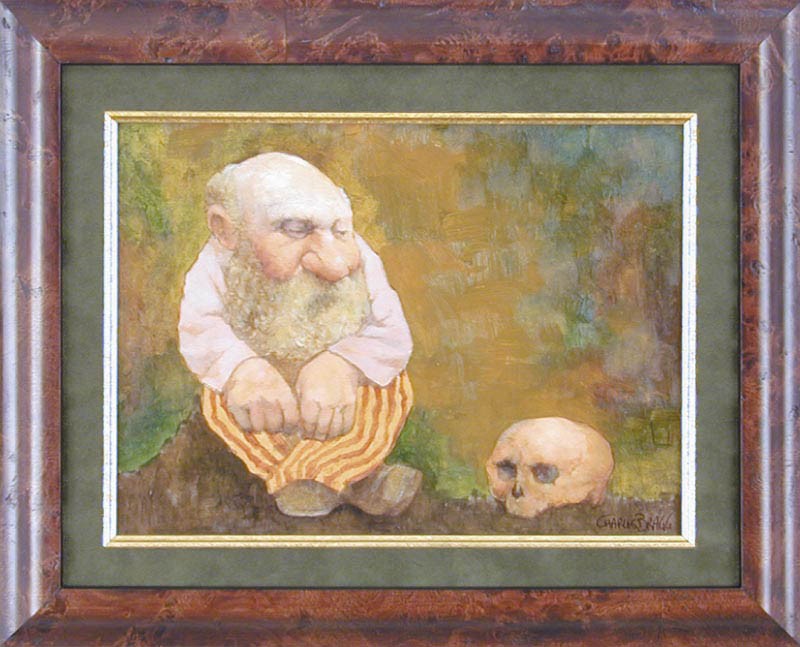 CHARLES BRAGG – «THE THINKER» OIL PAINTING ON PANEL SIGNED CIRCA 2004
