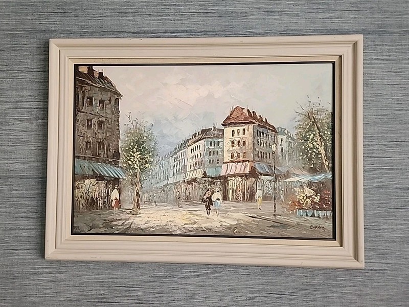 Caroline Burnett Large Paris on Canvas Original Oil Painting Framed Signed