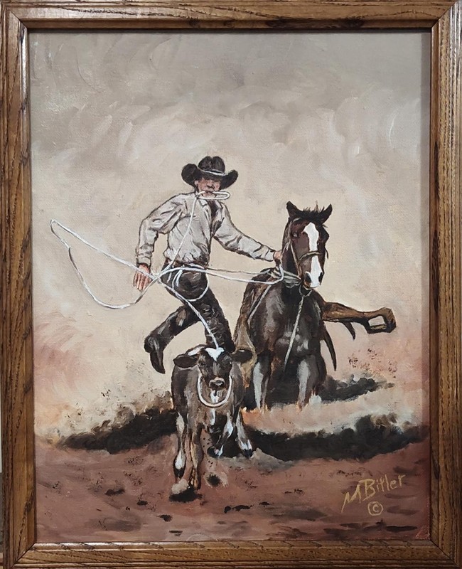 Original Western Oil Painting «Steppin’ Off» by Marc Bitler