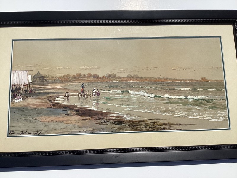 Edmund Darch Lewis Watercolor "Woman Along Shore" 1897 gallery