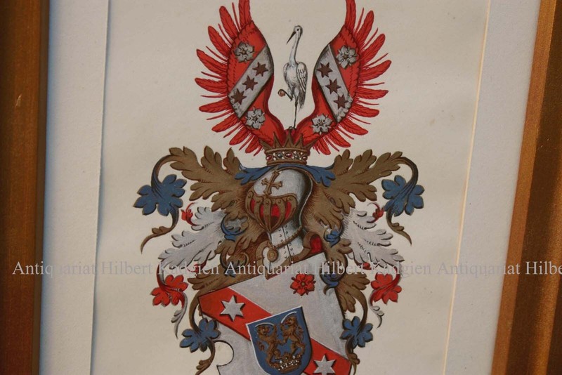"Wappendarstellung" Feine Gouache-Malerei des 19. Jahrhunderts Genealogie Wappen gallery