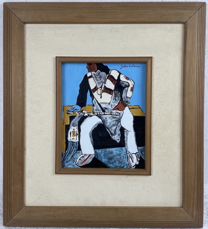 Fritz Scholder (Handmade) Oil on cardboard painting signed & Framed