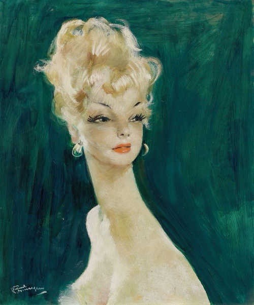 Jean-Gabriel Domergue (Handmade) Signed Oil Painting on Canvas Art Deco